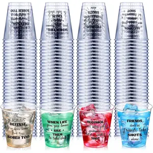 100 Pcs Clear Plastic Shot Glasses 2 oz Mini Disposable Cups Funny Shot Glasses for Adult Friends Party Birthday Party Drinking Serving