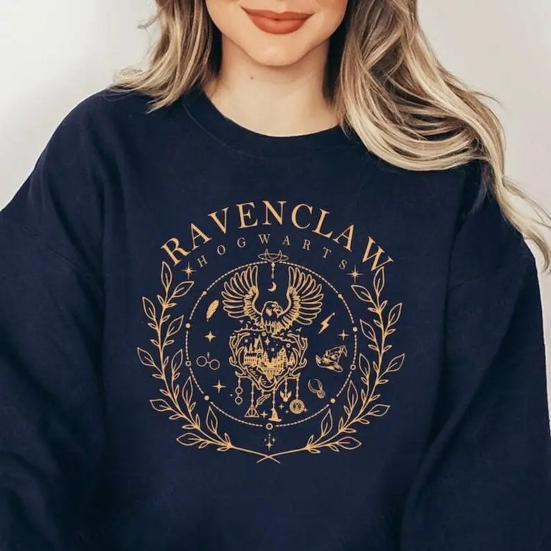 [Sale off up to 50%] Hogwarts Halloween House Shirt, Ravenclaw Sweater, Vintage Wizard School Crest Sweatshirt.