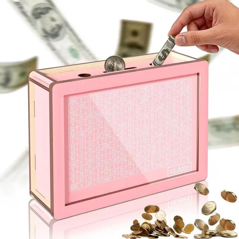 Large Capacity $10,000 Savings Challenge Box, Interactive Cash Saving Challenge with Digital Counter, Family & Kids Money Saving Box, Fun Finance Tool, Unique Gift Idea for 2026,Mother's Day Gift