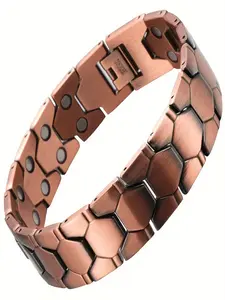 Men's pure copper magnetic bracelet: Trendy stack bangle, adjustable magnetic jewelry, Metal Bracelet, equipped with neodymium iron boron magnets and size tools - not easily allergic, pure copper, suitable for daily wear.