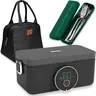 Oaktiv ThermoGo Self-Heating Electric Lunch Box – Cordless 60W Rechargeable Stainless Steel Food Warmer with Touchscreen Timer & Carrying Bag – Portable Bento for Work, School, Travel & Outdoors