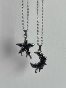 Punk Style Moon & Star Design Pendant Necklace, Fashion Jewelry for Party, Daily Clothing Decor, Trendy All-match & Exquisite Dark Gothic Witch Jewelry for Birthday Gift, Dangling Charms Necklace