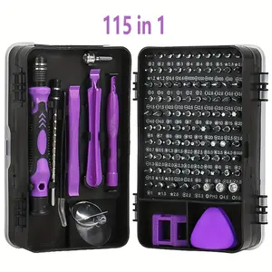 This 115-in-1 precision screwdriver set includes magnetic miniature bits and is suitable for repairing electronic products such as iPhones, computers, desktops, laptops, mobile phones, Macs, tablets, game consoles, glasses, watches, and doorbells.