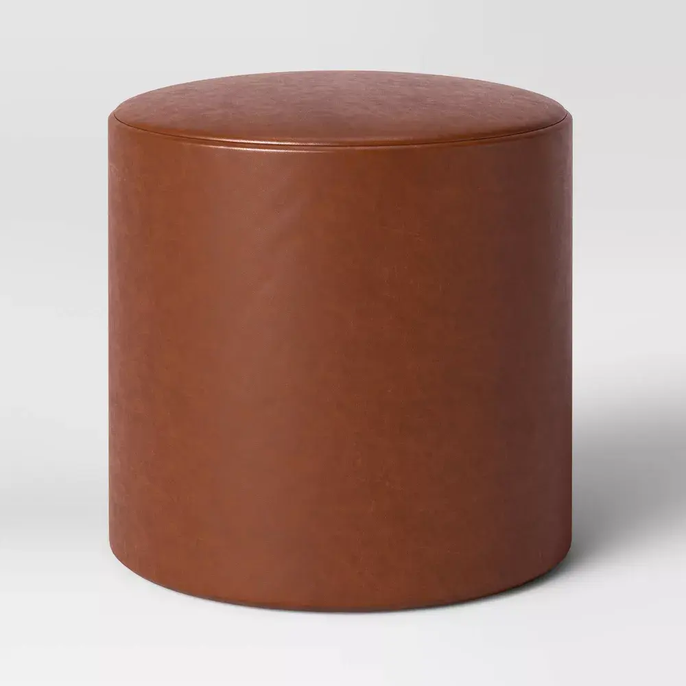 Bodrum Round Upholstered Ottoman Faux Leather - Project 62