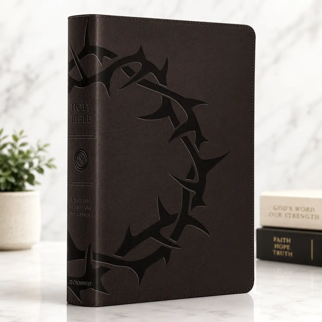ESV Large Print Compact Bible, Red Letter (TruTone, Charcoal, Crown Design): Holy Bible, English Standard Version