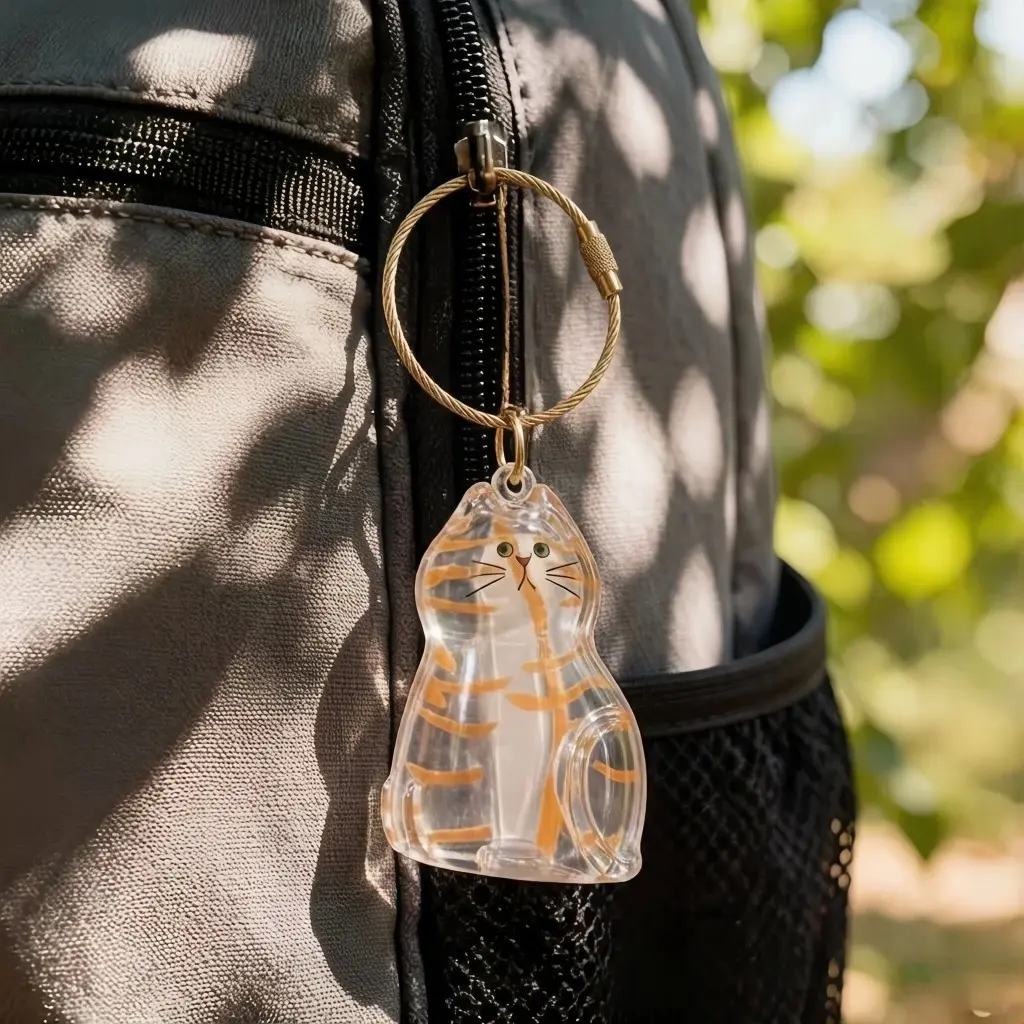 Cute Transparent Cat Hair Storage Box, Pendant & Twisted Egg Design, Aesthetic Keychain Accessory for Pet Owners, Gift Givers, Two Styles Available, Memory, Compact