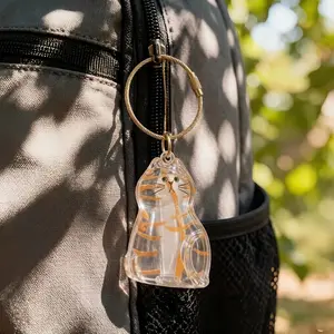 Cute Transparent Cat Hair Storage Box, Pendant & Twisted Egg Design, Keychain Accessory for Pet Owners, Two Styles Available, Memory, Compact