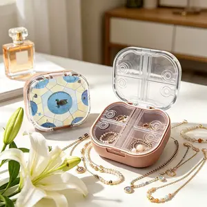 Duck Shadow By Pond Mini Portable Double Layer Jewelry Box, Small Necklace Bracelet Organizer, Anti-tangle & Anti-oxidation, Multi-compartment, Compact Light Luxury Jewelry Storage Case