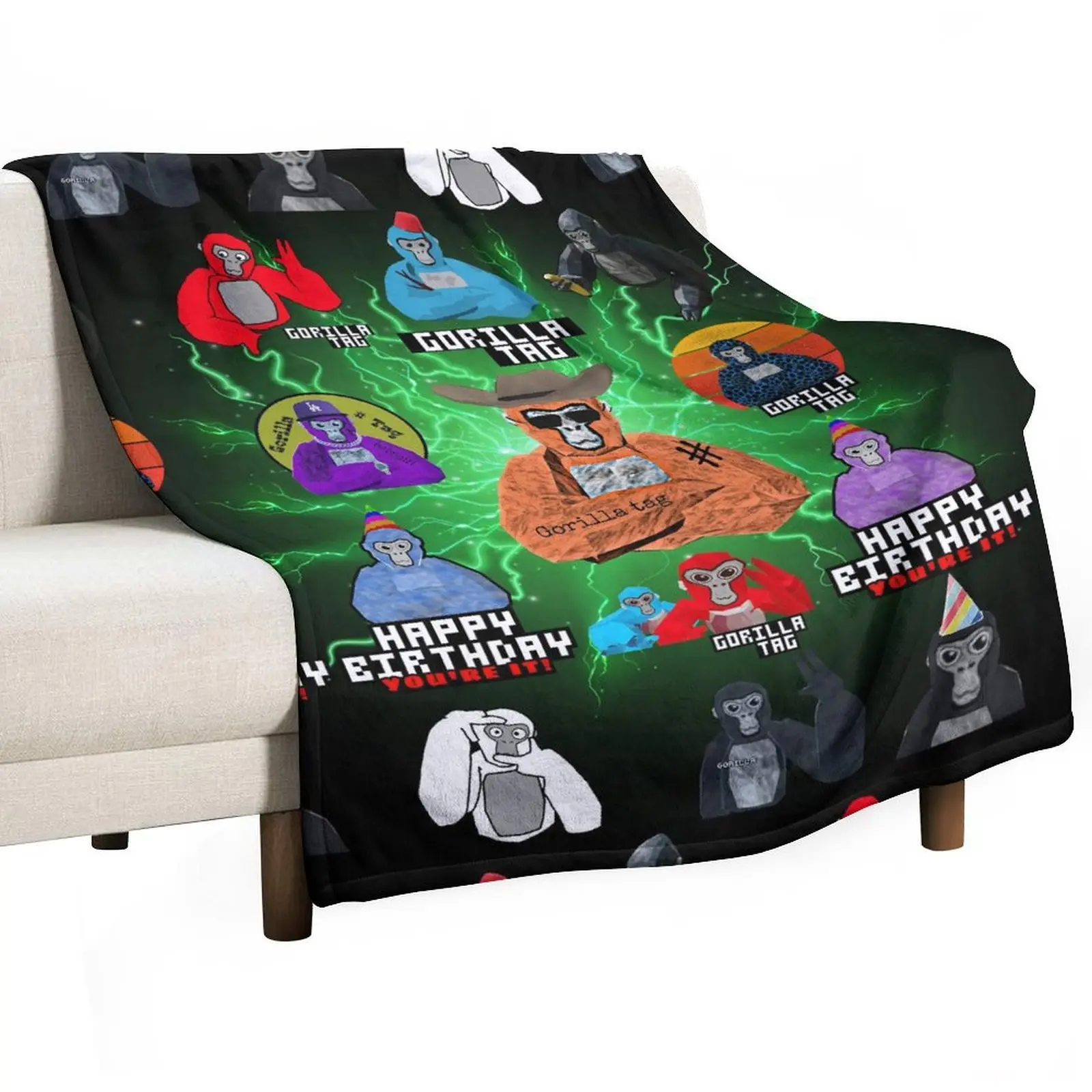 Gorilla Tag Thermal Throw Blanket Soft Lightweight Patterned Flannel Blanket Room Decor,Bedding Room for Christmas Birthdas