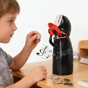 No Face Coin Bank Automatic Money Eating Piggy Bank Cute Cartoon Saving Box Kids Gift Desk Toy(excluding battery)