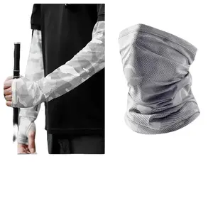 2 pieces Summer Camouflage Sunscreen Sleeves, Sun-Shielding Mask, Men's Fishing Arm Protector, UV Protection Ice Silk Gloves, Outdoor Cycling, Driving, Sports Ice Sleeves