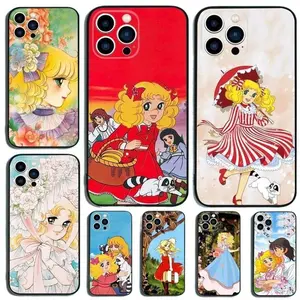 C-Candy Candy Anime Phone Cases for iPhone 17 Pro Max Pro Air 16 Plus 15 14 13 12 11 Soft Silicone Black Cover Protector with Vibrant Character Prints