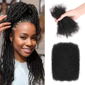 RW Hair 100% Human Hair Afro Curly Bulk Hair for Braiding Dreadlock Mini Twist Hair 10-18 INCH 50g/Pack Braid Hair Extension Hairpiece