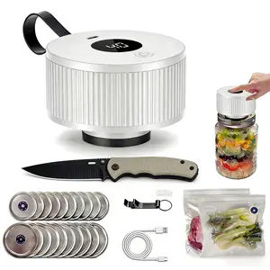 3-in-1 Electric Mason Jar Vacuum Sealer Kit, Upgraded Handheld for Wide & Regular Mouth Mason Jars, Containers, Bags, Auto Stop, Ideal for ‌Home Cooks, DIY Enthusiasts(Free Outdoor Knife Included)