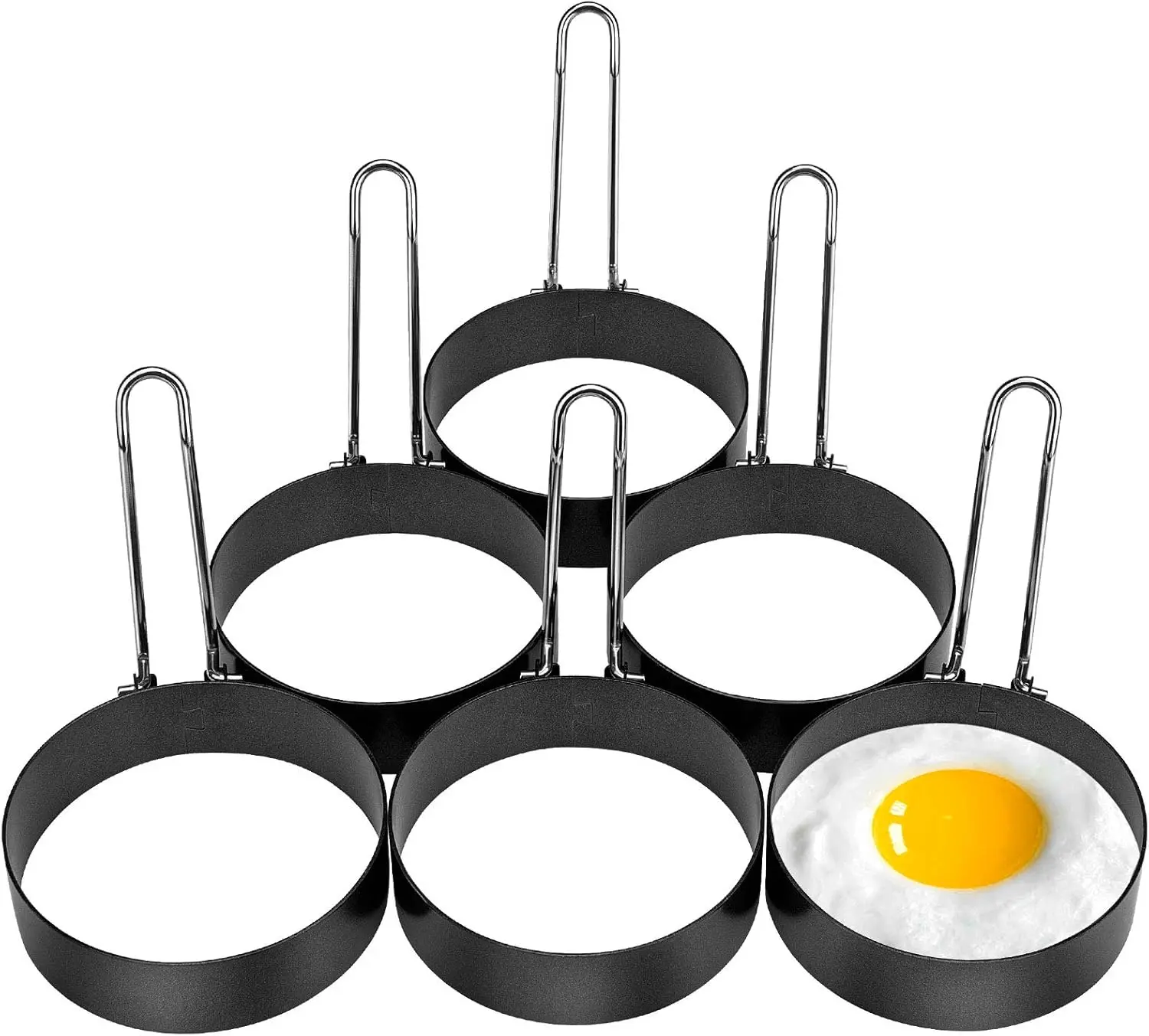 6PCS Egg Ring,Stainless Steel Round Egg Cooking Rings Non-Stick Frying Egg Maker Molds
