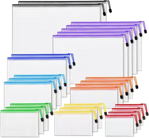26pcs Mesh Zipper Pouch Bags, 8 Sizes Plastic Zippered Storage Bags for Organizing, Clear Pouches with Zipper, Waterproof Mesh Pouch for Office School Supplies, Home Organize, Travel Storage