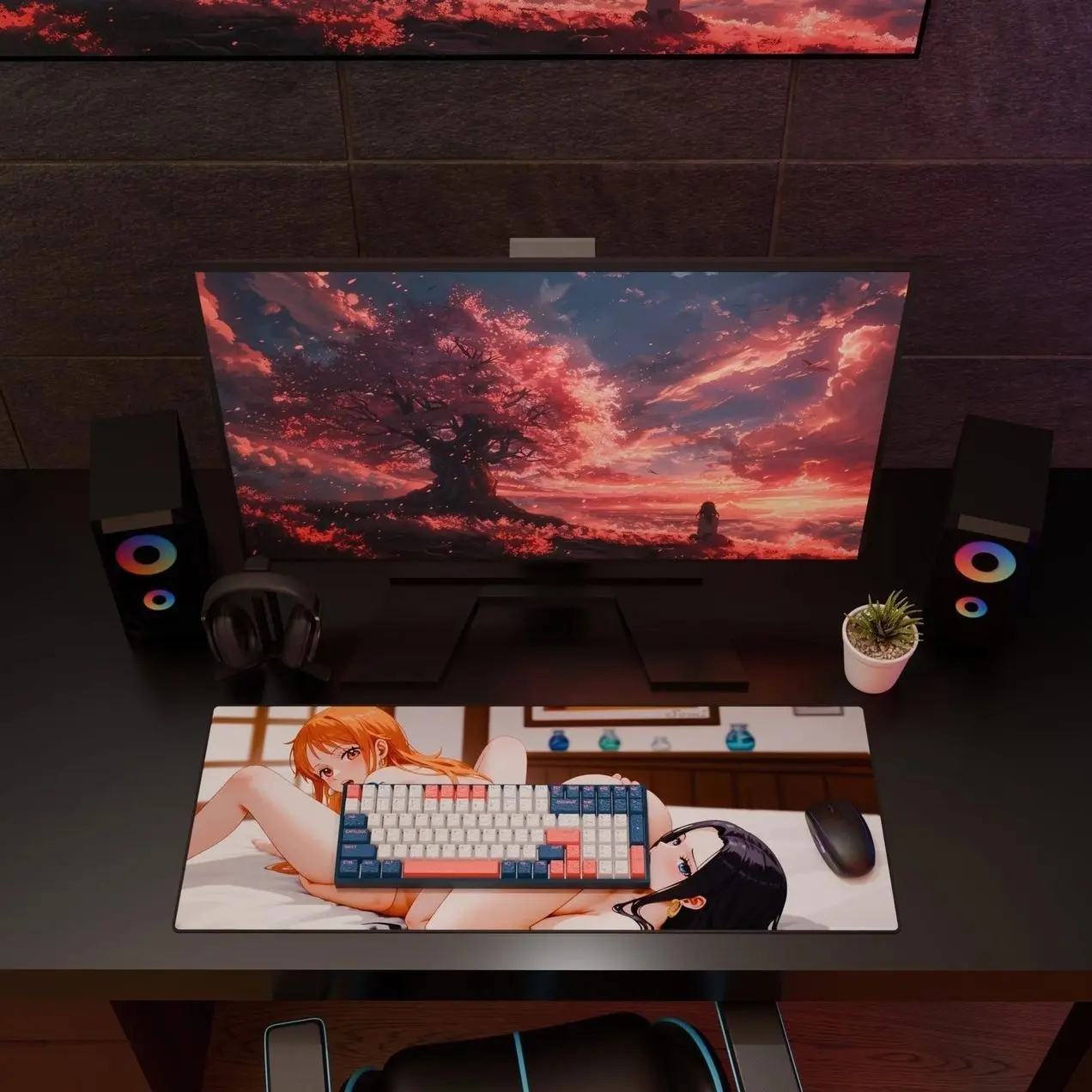 Two Popular Female Anime Characters Mouse Pad, Cute & Cool Anime Extended Mousepad, Anime Fan Desk Decor Gift NamiHancock Zbigniew