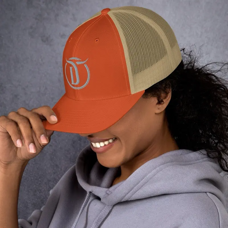 Circle D Ranch Trucker Cap - Six-Panel Mesh Back Baseball Cap with Mid-Profile & Permacurv Visor - 26% Cotton 74% Polyester Adjustable Closure