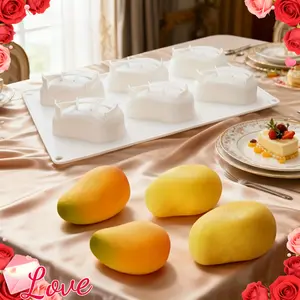 1pc 1pcs Silicone Mango-Shaped 6-Hole Jelly Mousse Cake Mold - Fruit-Shaped Ice Cream/Pudding/Chocolate Dessert Mold, & High-Temperature Resistant, Easy Demold Suitable for /Christmas/Easter Desserts, Dessert Mold for s & Silicone Baking Mold
