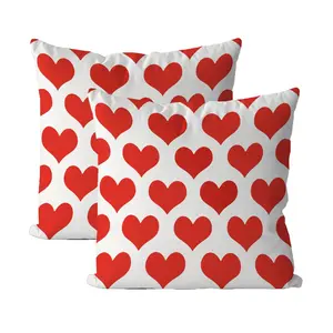 2pcs, Red Heart Patterned Pillow Covers for Valentine'S Day, Featuring a Nordic Light Luxury Design, Suitable for Outdoor Use, Bedroom, Living Room, Or Sofa Decoration, Single Sided Printing, No Pillow Core