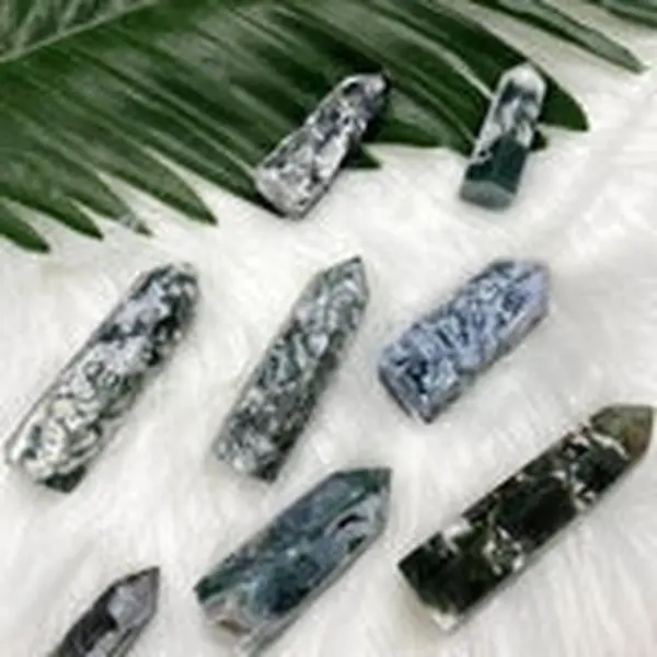 Green Moss Agate Tower