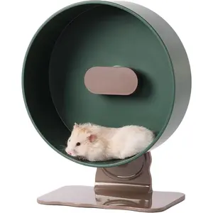 Quiet Hamster Wheel 10.2 Inch Dual-Bearings Silent Small Animals Running Exercise Wheel Height Adjustable for Syrian Dwarf Hamsters, Gerbils, Rats, or Other Small Pets, Avocado Green