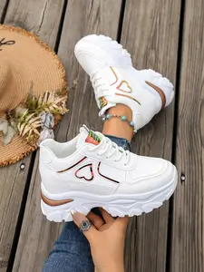 Women's new fashion sporty casual lace-up sneakers, thick-soled height-increasing dad shoes, the best choice to pair with jeans and skirts, suitable for daily casual wear and commuting, the best choice for gifts and back-to-school outfits.