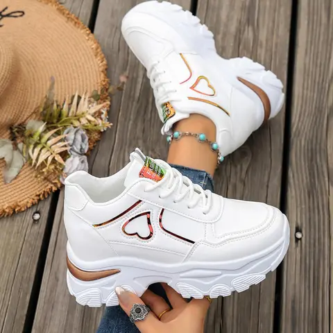 【Black Friday】Women's New Fashion Sporty Casual Lace-Up Sneakers, Thick-Soled Height-Increasing Dad Shoes, Perfect to Pair with Jeans & Skirts, Suitable for Daily Casual Wear & Commuting, Ideal for Gifting & Back-to-School Outfits