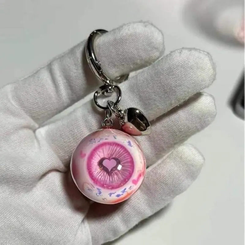 Gothic Keychain with Horror Eyeball or Heart Charm, UV Resin Coated Watercolour Accessory for Men & Women, Spooky Bag Charm for Halloween, Casual Birthday Present, Gift, Handmade, Clay, Unisex, Permanent Seal, Halloween Party