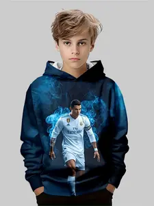 Boys' Fall Winter 3D Printed Hoodie, Outdoor School Casual Wear, Warm Comfortable Durable Fabric, All over Print Design, Graphic Team Hoodie