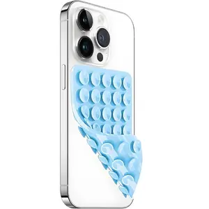 For Hands-Free Use – Double-Sided Silicone Suction Phone Mount, Grip Holder for Selfies, Video Calls & Desk (Baby Blue)