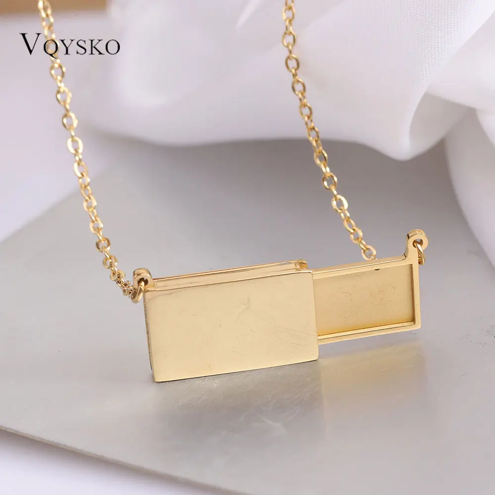 Creative 40MM Photo Envelope Pendant Necklace For Women Trendy 316L Stainless Steel Jewelry Female Wedding Neck Chain