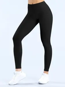 Women's Soft High-Waisted Yoga Pants, Ideal for Gym Running & Cycling, Casual Plain Design, All-Season Wear, Comfortable Fitness Apparel