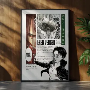 Attack On Titan Anime Poster - Eren Yeager Anime Manga Poster - Japanese Wall Decor - Anime Wall Print