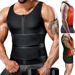 Sauna Vest for Men, Double Belt Sauna Vest Waist Trainer, Men Waist Trainer Gym Fitness Breathable Sweat Abdominal Shaping Tank Top Workout Apparel