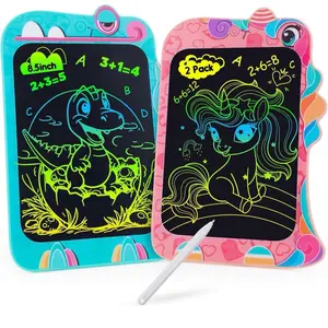 LCD Writing Tablet - 2 Packs for Kids 3-6 Years Old - 8.5 Inch Colorful Lines Doodle Scribble Boards - Pink & Blue - Educational Toys for Boys & Girls