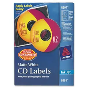 Avery CD Labels, Inkjet Matte, 100-PK, White