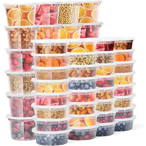 48 Pack (Mixed) 8 oz. and 16 oz. Plastic Containers with , Leak Proof Deli Containers, Meal Prep Soup Containers, , , Freezer Dishwasher Microwave Safe, Mixed sizes