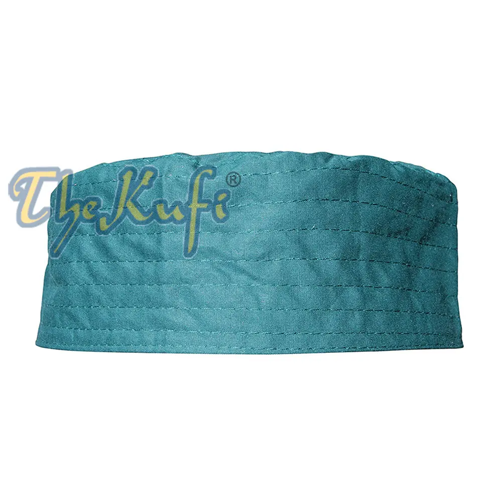 Dark Green Turkish Plain Flat Top Fabric Kufis