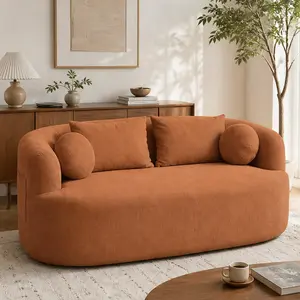 ARCH Memory Foam Loveseat Sofa in a Box 2-Seater Couch No Assembly Deep Seat Chenille Fabric Modern Couch for Living Room Bedroom Apartment Home Office with 4 Throw Pillows Orange, Beige/Chenille/Foam/Gray Color Options, Chenille Material