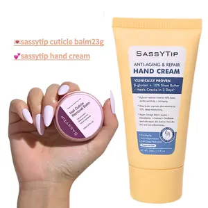SassyTip Ageless Hands Duo Anti-Aging Hand Cream & Cuticle Rescue Balm Visibly Reduce Wrinkles Age Spots Repair Dry Cracked Cuticles Non-Greasy Fragrance-Free
