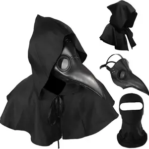 Halloween Plague Doctor Mask Set, Steampunk Horror Costume Props Party Dance Gift Kit, Unisex Children Size (3/6 Pieces)