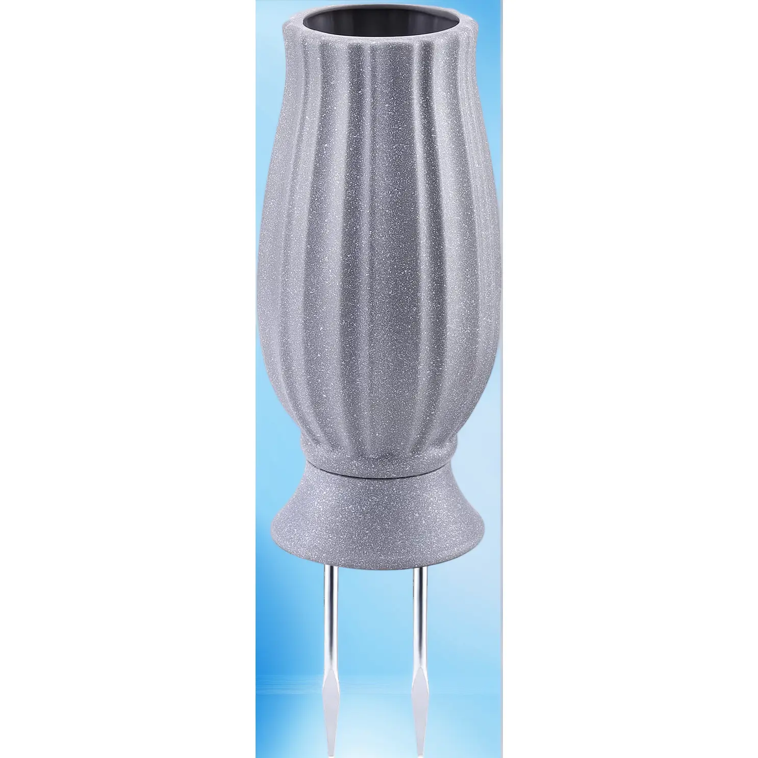 Black Granite Cemetery Vase with Metal Spike, Flower Holder for Artificial Flowers, Outdoor Tombstone Memorial Sympathy Decor