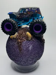 Monster Truck oh sand rock, glitter on a 6" purple sphere