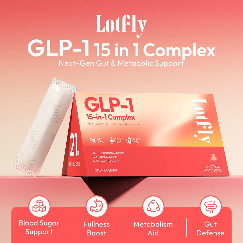 LOTFLY GLP-1 15-in-1 Complex 20 Billion TFU Akkermansia muciniphila Prebiotic Fi...