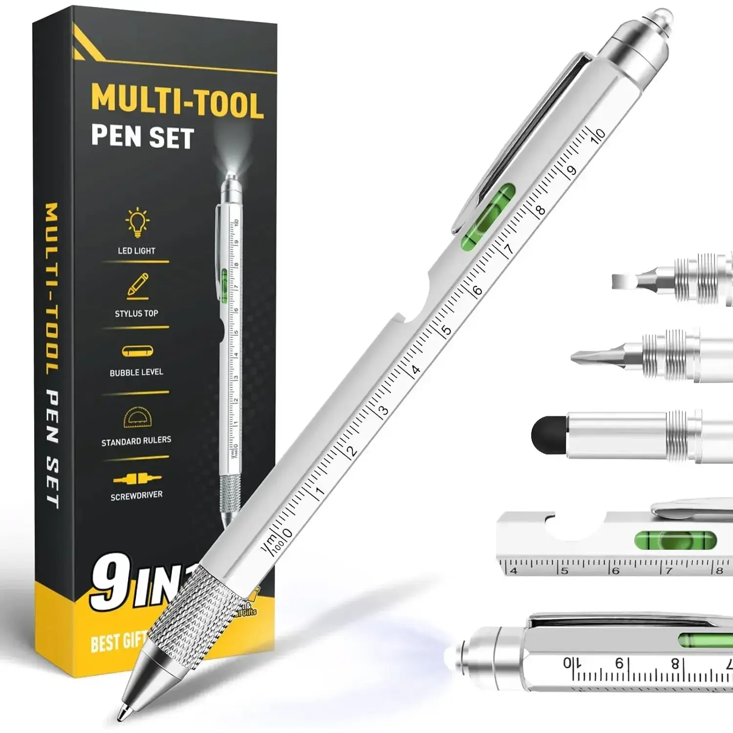 Stocking Stuffers for Teens, 9 in 1 Multitool Pen Gifts for Men, Mens Stocking Stuffers White Elephant Gifts for Adults, Mens Gifts for Dad Him Boyfriend, Birthday Christmas Gifts for Men