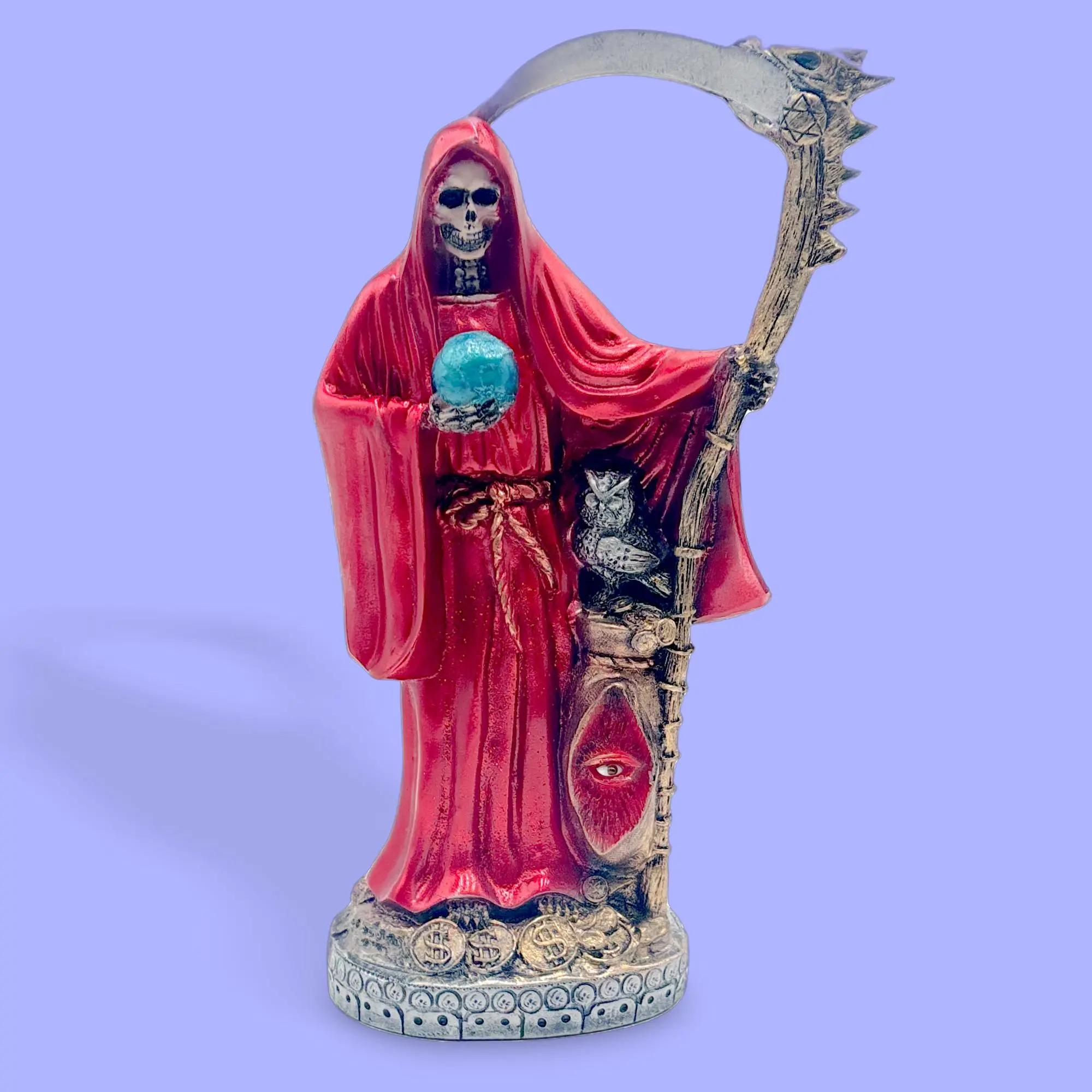 13 in Authentic Red Charged Santa Muerte Religious Statue - Mexican-Made Home Decor Collectible for Room Decor, Collectibles, Authentic Look