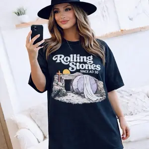 Christian Faith Graphic Shirts Sweatshirts Rolling Stones Redeemed He left the 99 Pullover  Hoodie Long Sleeve Casual Crewneck Tops Womenswear Womenswear Religion Jesus Forgiven Streetwear