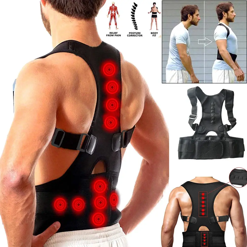 Posture Corrector Support w/ Magnetic Back Shoulder Brace Belt Band for Men & Women | Asian Sizing — Order 1-2 Sizes Up