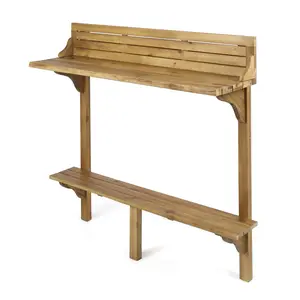 Acacia Wood High Top Bar Table (48x16.5x49.75 in) - Sturdy, Weather-Resistant, Natural Rustic, Space-Saving Compact Hardwood for Patio, Home Use - Acacia, Compact, Durable, Heavy-Duty Bar Tables, Acacia Bar Tables